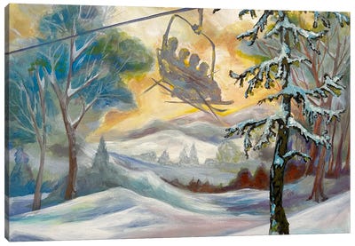 Ski Lift Family Canvas Art Print - Betsy McDaniel