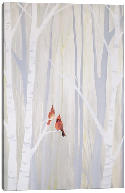 Birch Cardinals Canvas Art Print - Betsy McDaniel