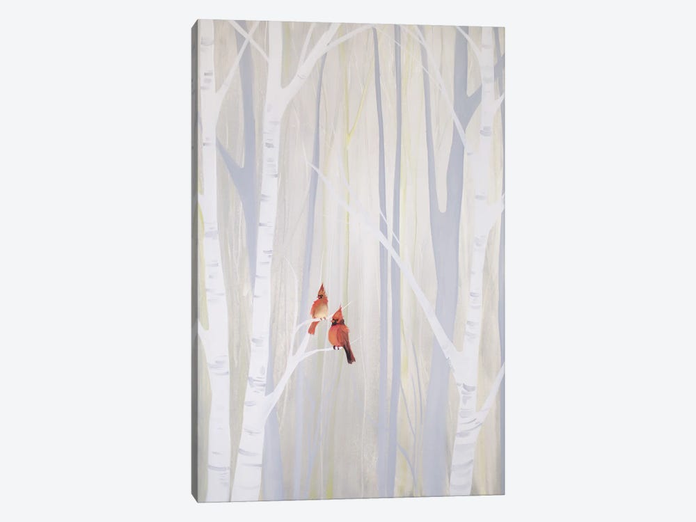 Birch Cardinals by Betsy McDaniel 1-piece Canvas Print