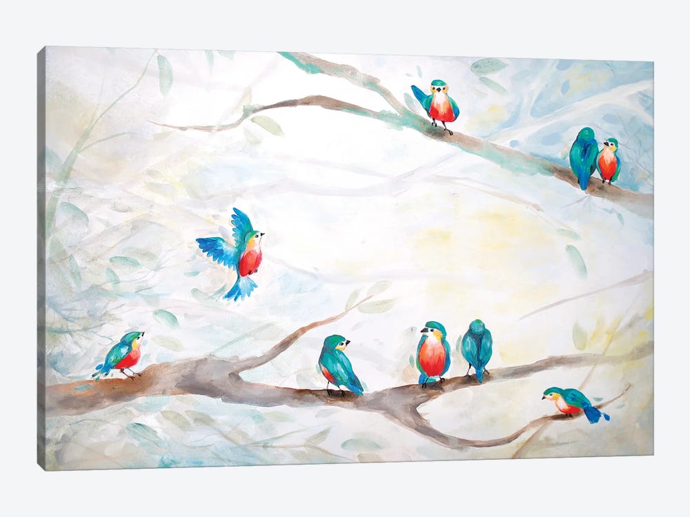 Blue Bird Community by Betsy McDaniel 1-piece Canvas Print