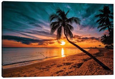 Tropical Sunset Canvas Art Print - Tropical Beach Art