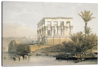 The Hypaethral Temple at Philae, called the Bed of Pharaoh, engraved by Louis Haghe, pub. in 1843  Canvas Art Print - Orientalism Art