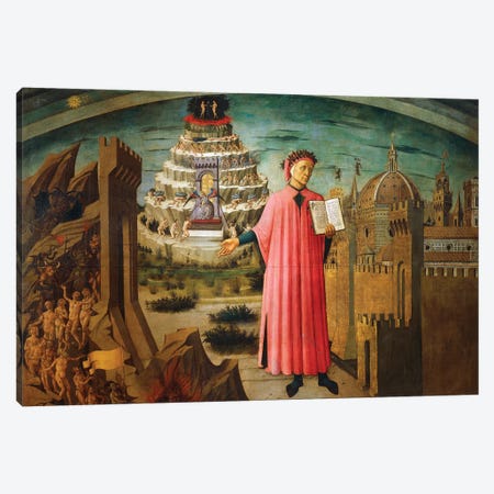 Divine Comedy, by Dante Alighieri , by Domenico di Michelino, 1465 Canvas Print #BMN10012} by Domenico di Michelino Canvas Wall Art
