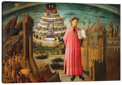 Divine Comedy, by Dante Alighieri , by Domenico di Michelino, 1465 Canvas Art Print