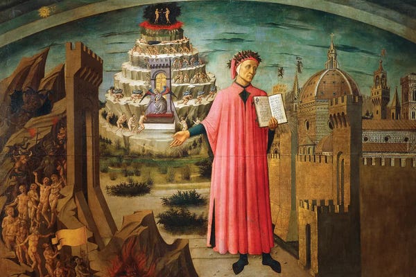Christianity: Divine Comedy, by Dante Alighieri , by Domenico di Michelino, 1465 by Domenico di Michelino