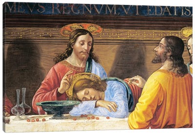 Italy, Florence, Refectory of Convent of San Marco, Jesus and St John, detail from Last Supper, 1485 Canvas Art Print - The Last Supper Reimagined