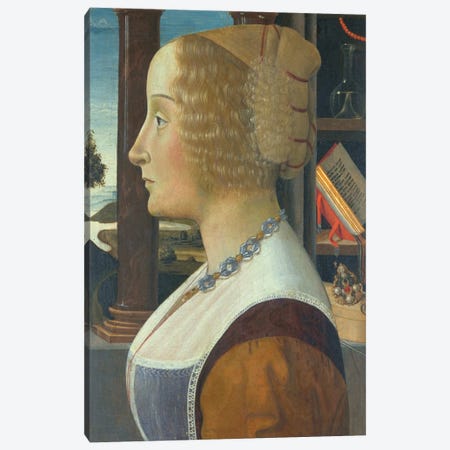 Portrait of a woman, c.1490  Canvas Print #BMN10016} by Domenico Ghirlandaio Canvas Art Print
