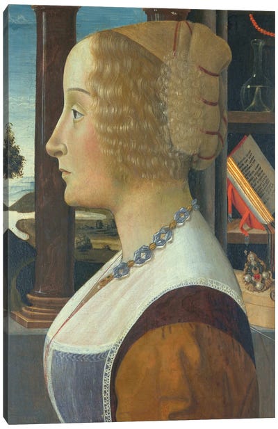 Portrait of a woman, c.1490  Canvas Art Print - Domenico Ghirlandaio