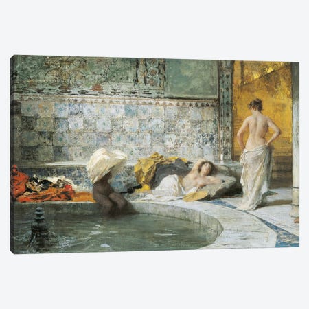 Turkish Bath, by Domenico Morelli, oil on canvas Canvas Print #BMN10017} by Domenico Morelli Canvas Art Print