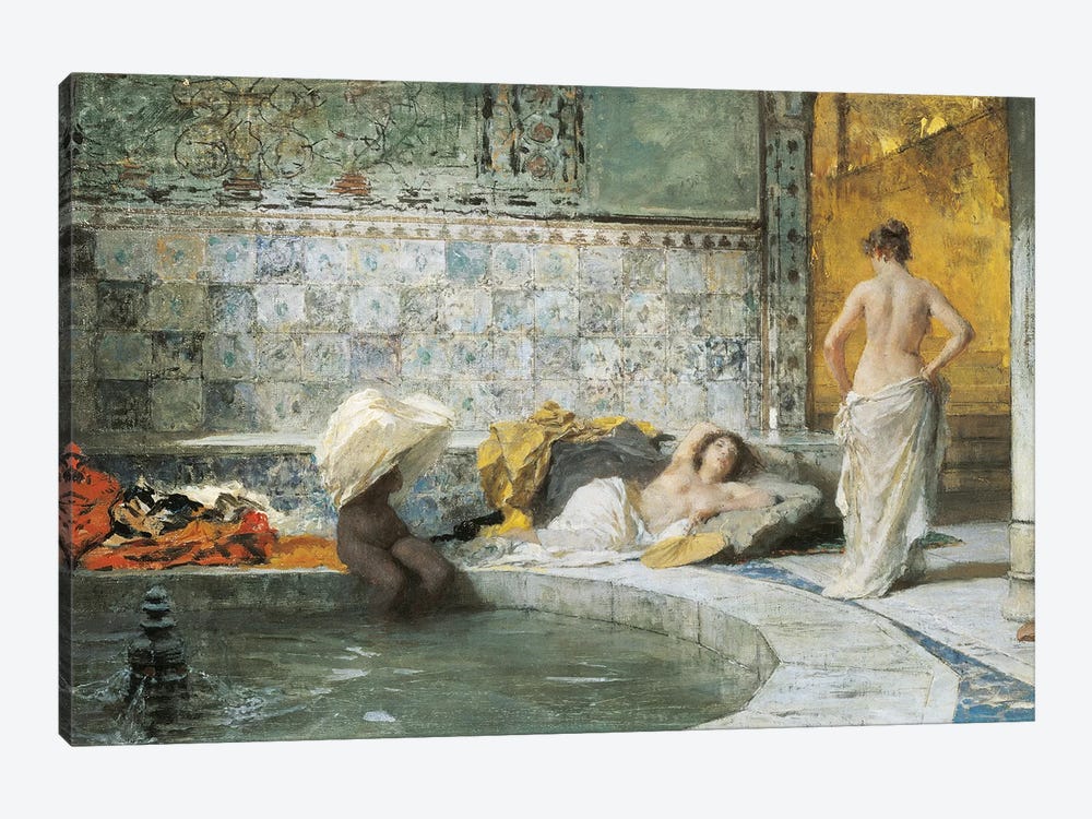 Turkish Bath, by Domenico Morelli, oil on canvas by Domenico Morelli 1-piece Canvas Art