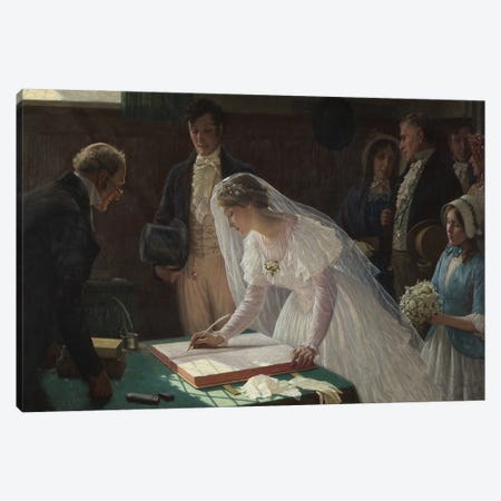 Signing the Register  Canvas Print #BMN10033} by Edmund Blair Leighton Canvas Artwork