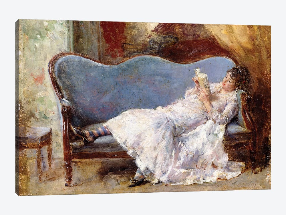 A Lady Reading,  by Eduardo-Leon Garrido 1-piece Art Print