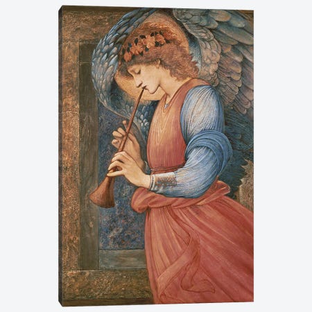 An Angel Playing a Flageolet, 1878  Canvas Print #BMN10056} by Edward Coley Burne-Jones Art Print