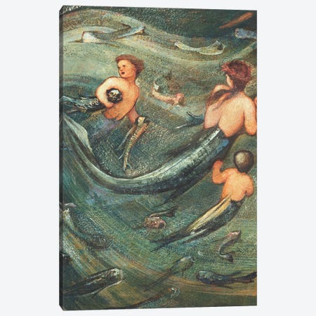 Mermaids in the Deep, 1882  Canvas Print #BMN10060} by Edward Coley Burne-Jones Canvas Art Print