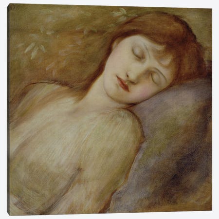 Study for the Sleeping Princess in 'The Briar Rose' Series, c.1881  Canvas Print #BMN10066} by Edward Coley Burne-Jones Canvas Wall Art