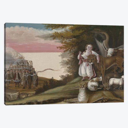 The Peaceable Kingdom, 1829-30  Canvas Print #BMN10100} by Edward Hicks Canvas Artwork