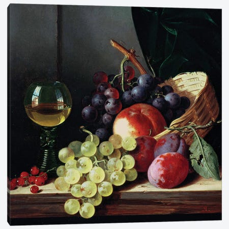 Grapes and plums  Canvas Print #BMN10114} by Edward Ladell Canvas Artwork