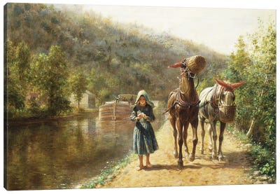 On the Towpath,  Canvas Art Print