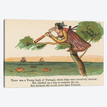"There was a Young Lady of Portugal, whose ideas were excessively nautical", c.1875  Canvas Print #BMN10120} by Edward Lear Canvas Wall Art