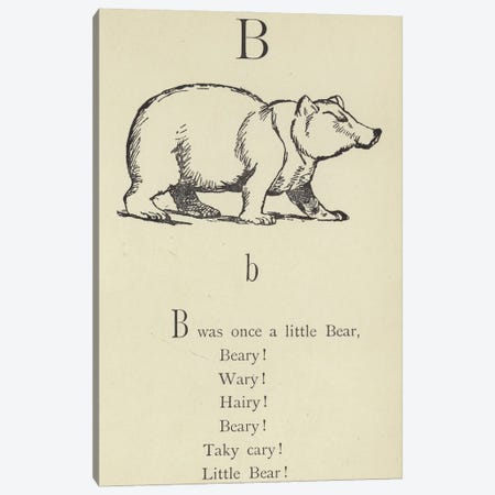 The letter B  Canvas Print #BMN10130} by Edward Lear Art Print