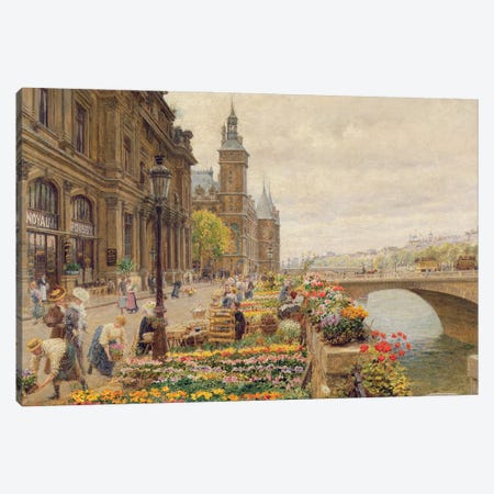 The Parisian Flower Market Canvas Print #BMN1013} by Marie Francois Firmin-Girard Canvas Art Print