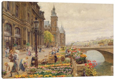 The Parisian Flower Market Canvas Art Print