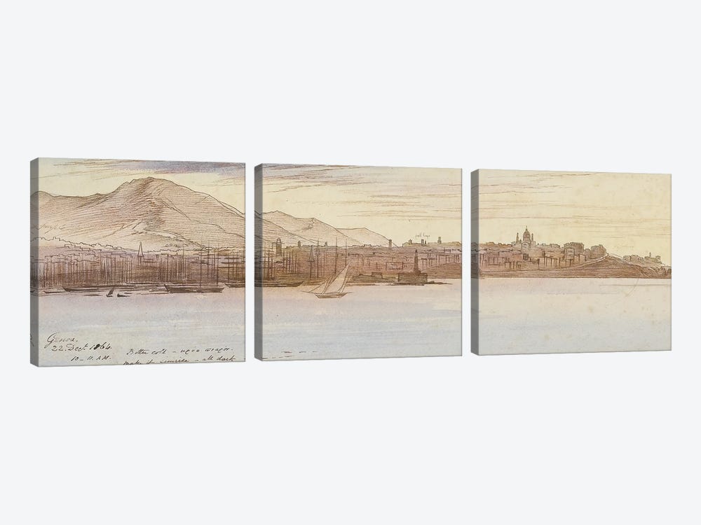 View of Genoa, 1864  3-piece Canvas Art Print