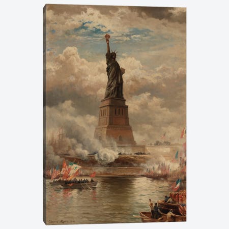 The Unveiling of the Statue of Liberty, Enlightening the World, 1886  Canvas Print #BMN10145} by Edward Moran Art Print