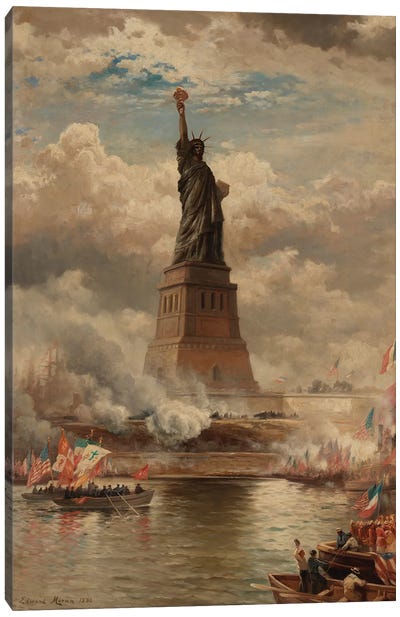 The Unveiling of the Statue of Liberty, Enlightening the World, 1886  Canvas Art Print - Sculpture & Statue Art