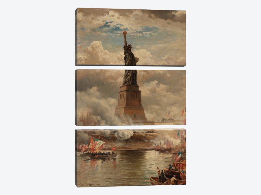 The Unveiling of the Statue of Liberty, Enlightening the World, 1886  by Edward Moran 3-piece Canvas Wall Art