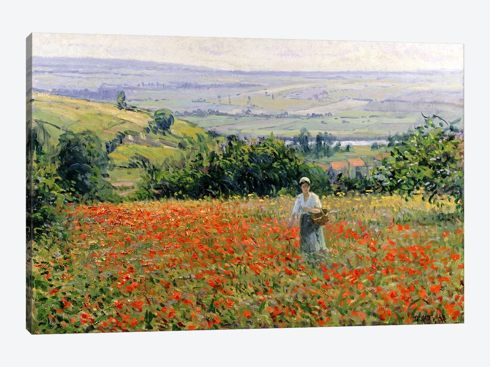 Woman in a Poppy Field  by Leon Giran-Max 1-piece Canvas Art