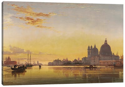 Sunset on the Lagoon of Venice, Church of Isola di San Giorgio in Alga in the Distance,  Canvas Art Print