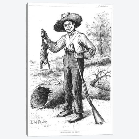 Frontispiece to 'The Adventures of Huckleberry Finn', by Mark Twain  1884   Canvas Print #BMN10152} by Edward Windsor Kemble Canvas Print