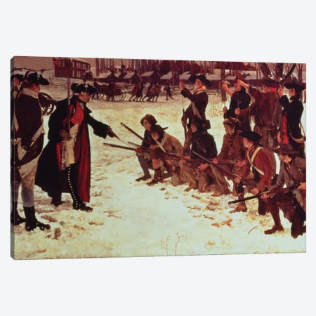 Baron von Steuben drilling American recruits at Valley Forge in 1778, 1911  Canvas Print #BMN10153} by Edwin Austin Abbey Art Print