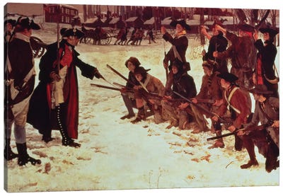 Baron von Steuben drilling American recruits at Valley Forge in 1778, 1911  Canvas Art Print