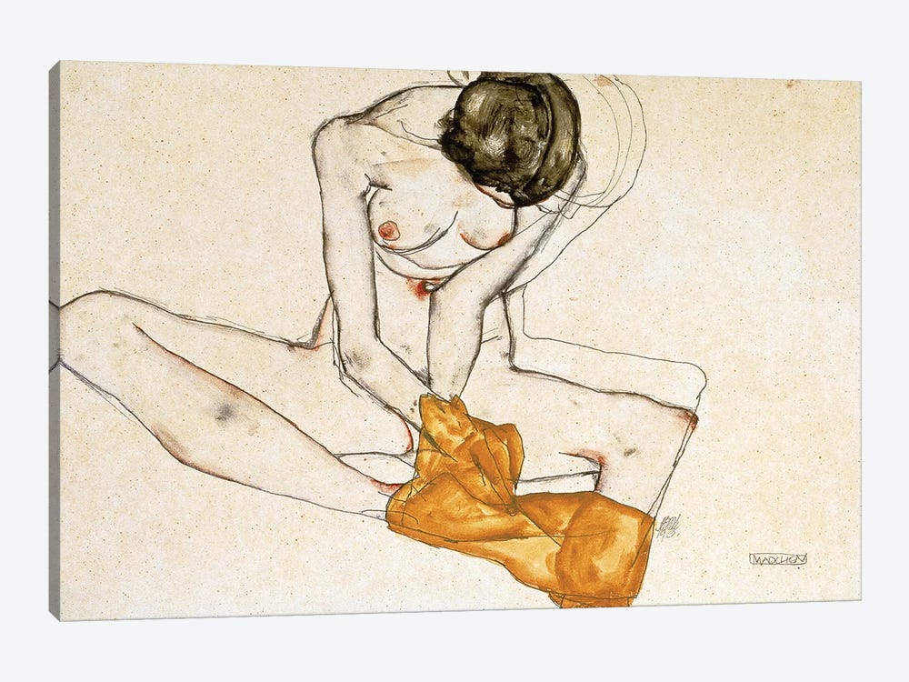 Female Nude, 1901-1918  by Egon Schiele 1-piece Canvas Wall Art