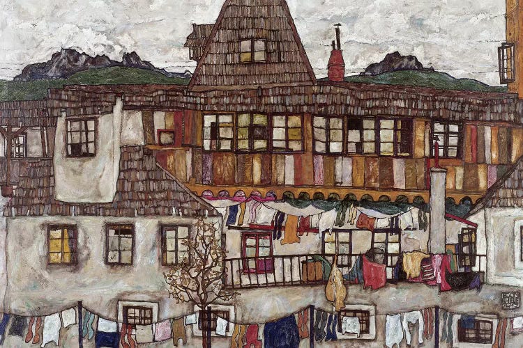 Houses with clothes drying, 1917 