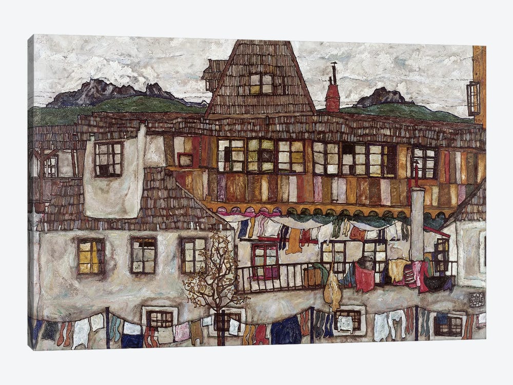 Houses with clothes drying, 1917  by Egon Schiele 1-piece Art Print