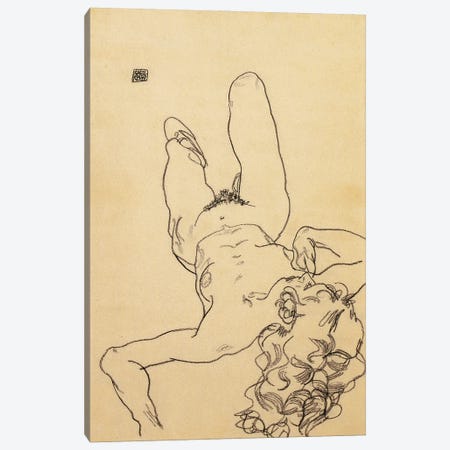 Kneeling female nude, 1917  Canvas Print #BMN10172} by Egon Schiele Art Print