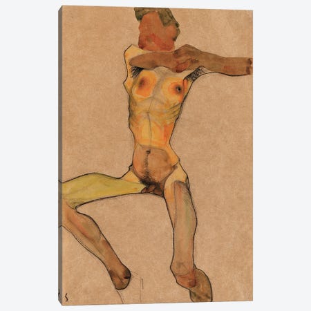 Male nude, yellow, 1910  Canvas Print #BMN10175} by Egon Schiele Canvas Artwork