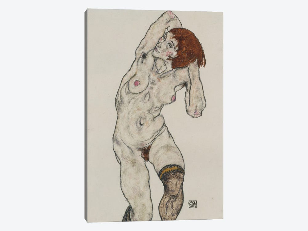 Standing Nude in Black Stockings, 1917  1-piece Canvas Art