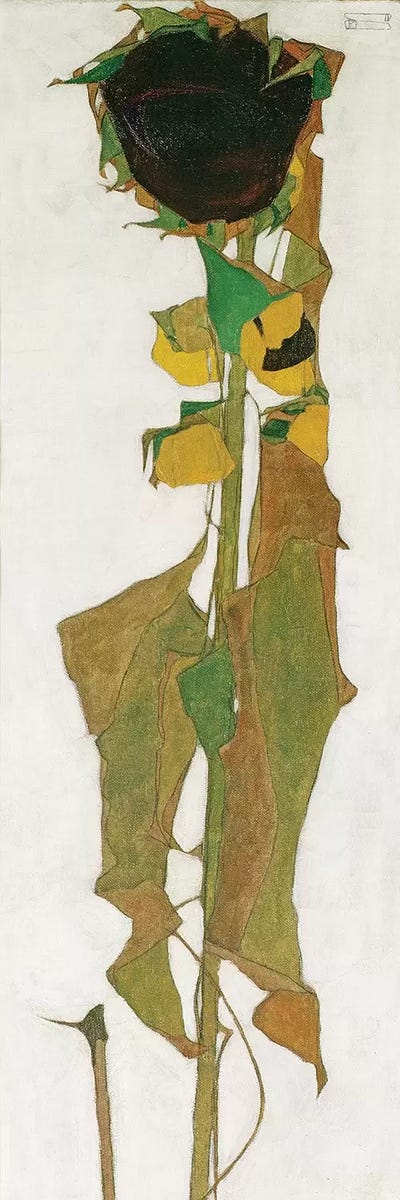 Sunflower by Egon Schiele framed canvas print