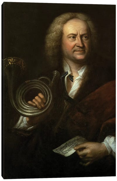 Gottfried Reiche , Senior Musician and Solo Trumpeter of Bach's Orchestra Canvas Art Print - Trumpet Art