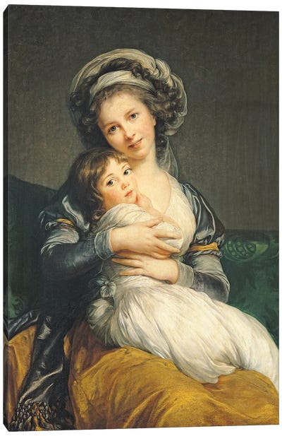 Self portrait in a Turban with her Child, 1786  Canvas Art Print - Elisabeth Louise Vigee Le Brun