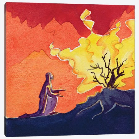 God speaks to Moses from the burning bush, 2004  Canvas Print #BMN10202} by Elizabeth Wang Art Print