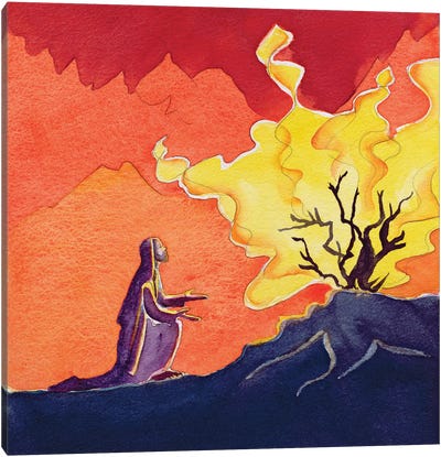 God speaks to Moses from the burning bush, 2004  Canvas Art Print