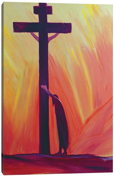 In our sufferings we can lean on the Cross by trusting in Christ's love, 1993  Canvas Art Print