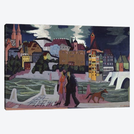 View of Basel and the Rhine, 1927-28  Canvas Print #BMN10225} by Ernst Ludwig Kirchner Canvas Art
