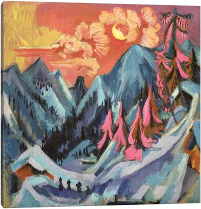 Winter Landscape in Moonlight, 1919  Canvas Art Print - Expressionism Art