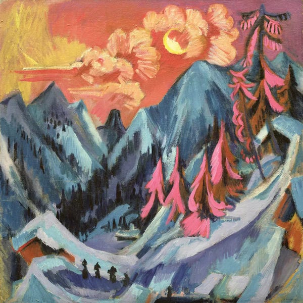 Expressionism: Winter Landscape in Moonlight, 1919  by Ernst Ludwig Kirchner
